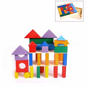 Деревянный конструктор, 35 деталей, окрашенный, в деревянном ящике (Paremo, PE117-15)